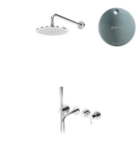 Bruma Leaf Bateria wannowo-natryskowa podtynkowy z deszczownicą Ø 250 mm Satinox 1672400ST
