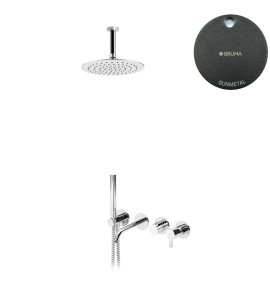Bruma Leaf Bateria wannowo-natryskowa podtynkowy z deszczownicą sufitową Ø 250 mm Gunmetal 1672500MG