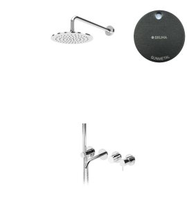 Bruma Leaf2 Bateria wannowo-natryskowa podtynkowy z deszczownicą Ø 250 mm Gunmetal 1672403MG
