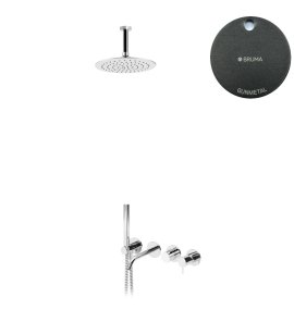 Bruma Leaf2 Bateria wannowo-natryskowa podtynkowy z deszczownicą sufitową Ø 250 mm Gunmetal 1672503MG