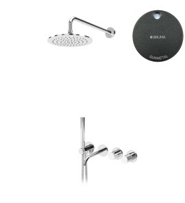 Bruma Leaf3 Bateria wannowo-natryskowa podtynkowy z deszczownicą Ø 250 mm Gunmetal 1672404MG