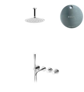 Bruma Leaf3 Bateria wannowo-natryskowa podtynkowy z deszczownicą sufitową Ø 250 mm Satinox 1672504ST