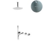 Bruma Leaf3 Bateria wannowo-natryskowa podtynkowy z deszczownicą sufitową Ø 250 mm Satinox 1672504ST