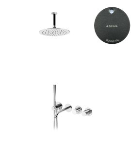 Bruma Leaf4 Bateria wannowo-natryskowa podtynkowy z deszczownicą sufitową Ø 250 mm Gunmetal 1672505MG