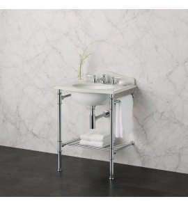 Victoria+Albert Metallo 61 Quartz Stolik z zintegrowaną umywalką 61x50 cm Polerowany chrom& biały MET-61-QWH-N-PC