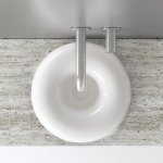 Trone Orbe Umywalka okrągła Ø 44 cm z korkiem White ORBEWH