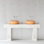 Trone Orbe Umywalka okrągła Ø 44 cm z korkiem Peach ORBEPE