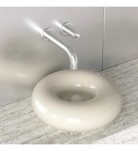 Trone Orbe Umywalka okrągła Ø 44 cm z korkiem Cream ORBECR