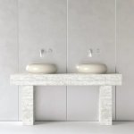 Trone Orbe Umywalka okrągła Ø 44 cm z korkiem Cream ORBECR