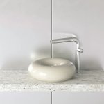 Trone Orbe Umywalka okrągła Ø 44 cm z korkiem Cream ORBECR