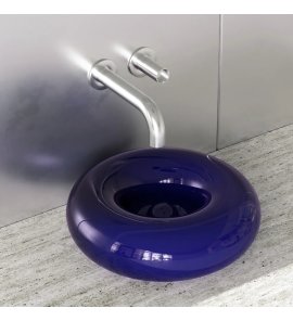Trone Orbe Umywalka okrągła Ø 44 cm z korkiem Blue ORBEBLU
