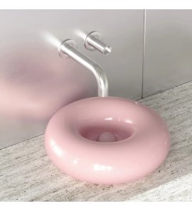 Trone Orbe Umywalka okrągła Ø 44 cm z korkiem Pink ORBEBPI