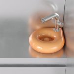 Trone Orbe Umywalka okrągła Ø 30 cm ścienna z korkiem Peach ORBEXXPE