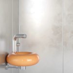 Trone Orbe Umywalka okrągła Ø 30 cm ścienna z korkiem Peach ORBEXXPE