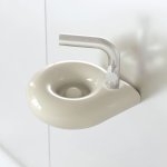 Trone Orbe Umywalka okrągła Ø 30 cm ścienna z korkiem Cream ORBEXXCR