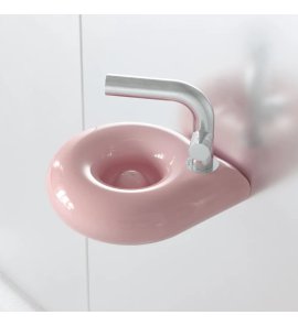 Trone Orbe Umywalka okrągła Ø 30 cm ścienna z korkiem Pink ORBEXXPI