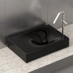 Trone Rituel Umywalka nablatowa 40,4x60,4 cm z korkiem Black RITUELBL