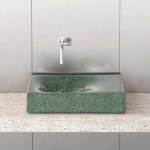 Trone Rituel Umywalka nablatowa 40,4x60,4 cm z korkiem Flaked Green RITUELFG