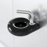 Trone Orbe Umywalka okrągła Ø 30 cm ścienna z korkiem Black ORBEXXBL