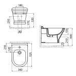 Aqualine Antik Bidet wiszący 53x36 biały połysk AN510