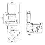 Aqualine Antik Miska stojąca kompakt 63x37 z deską wolnoopadającą i spłuczką biały połysk AN360+KC0303+AN410
