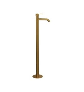 Remer Atelier Bateria umywalkowa wolnostojąca jednouchwytowa z korkiem automatycznym Brushed Gold AL18BG