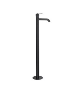 Remer Atelier Bateria umywalkowa wolnostojąca jednouchwytowa z korkiem automatycznym Brushed Black Chrome AL18CFP
