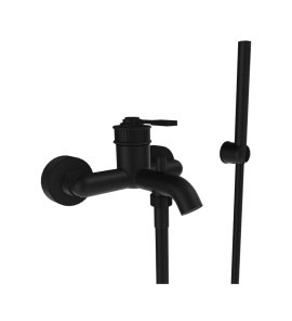 Remer Atelier Bateria wannowo-natryskowa ścienna z zestawem natryskowym Matt Black AL02NO