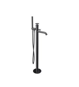 Remer Chrono Bateria wannowo-natryskowa wolnostojąca z zestawem natryskowym Brushed Black Chrome CH08CFP