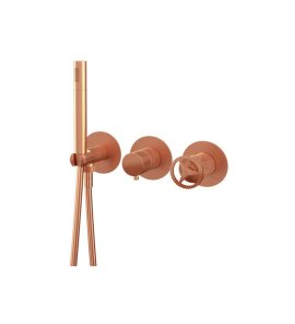 Remer Chrono Bateria natryskowa podtynkowa z zestawem natryskowym 2-drożna - element zewnętrzny Brushed Copper CH97D2PWBRP