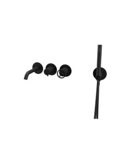 Remer Chrono Bateria wannowo-natryskowa podtynkowa z zestawem natryskowym 2-drożna - element zewnętrzny Matt Black CH53D2PWBNO