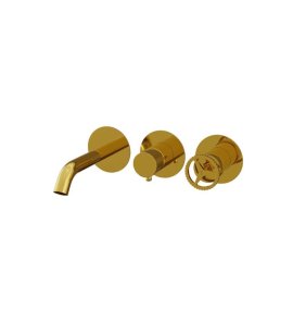 Remer Chrono Bateria wannowo-natryskowa podtynkowa bez zestawu natryskowego 2-drożna - element zewnętrzny Shiny Gold CH54D2PWBDO