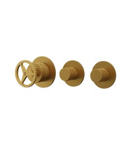Remer Chrono Bateria wannowo-natryskowa podtynkowa 2-drożna - element zewnętrzny Brushed Gold CH98D2PWBBG