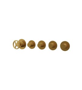 Remer Chrono Bateria wannowo-natryskowa podtynkowa 4-drożna - element zewnętrzny Brushed Gold CH98D4PWBBG