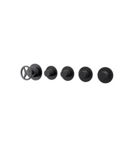 Remer Chrono Bateria wannowo-natryskowa podtynkowa 4-drożna - element zewnętrzny Brushed Black Chrome CH98D4PWBCFP