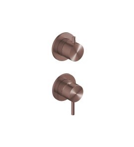 Hotbath Archie Bateria natryskowa podtynkowa z przełącznikiem 2-drożnym - element zewnętrzny Brushed Copper PVD AR129.BCP