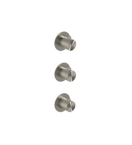 Hotbath Archie Bateria natryskowa termostatyczna podtynkowa z dwoma zaworami - element zewnętrzny Steel Brushed AR7066.IX