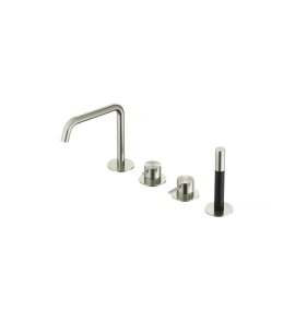 Hotbath Archie Bateria wannowa z wylewką i słuchawką prysznicową Steel Brushed AR083.IX