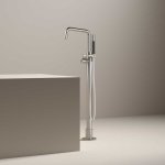 Hotbath Archie Bateria wannowa wolonostojąca ze słuchawką prysznicową i wężem prysznicowym Steel Brushed AR087.IX