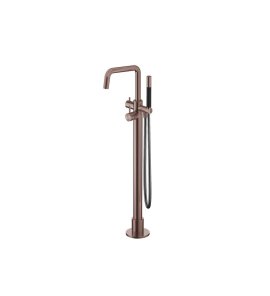 Hotbath Archie Bateria wannowa wolonostojąca ze słuchawką prysznicową i wężem prysznicowym Brushed Copper PVD AR087.BCP