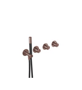 Hotbath Archie Bateria wannowa termostatyczna podtynkowa, z dwoma zaworami i słuchawką prysznicową - element zewnętrzny Brushed Copper PVD AR7071.BCP