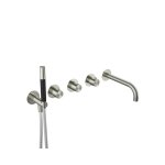 Hotbath Archie Bateria wannowa termostatyczna podtynkowa, z dwoma zaworami, wylewką i słuchawką prysznicową - element zewnętrzny Steel Brushed AR7072.IX