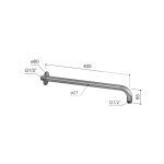 Hotbath Archie Ramie ścienne do deszczownicy Gun Metal PVD AR450.BGP