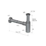 Hotbath Archie Syfon umywalkowy Gun Metal PVD AR035.BGP