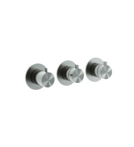 Hotbath ArchieFlag Bateria natryskowa termostatyczna z dwoma zaworami odcinającymi - element zewnętrzny Steel Brushed AF7067.IX