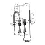 Hotbath ArchieFlag Bateria wannowa z wylewką i słuchawką prysznicową Steel Brushed AF083.IX