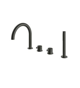 Hotbath ArchieFlag Bateria wannowa z wylewką i słuchawką prysznicową Gun Metal PVD AF083.BGP
