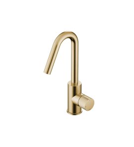 Hotbath Guy Row Bateria umywalkowa z obrotową wylewką Brushed Brass PVD GY004R.BBP