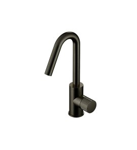 Hotbath Guy Row Bateria umywalkowa z obrotową wylewką Matt Black PVD GY004R.MBP