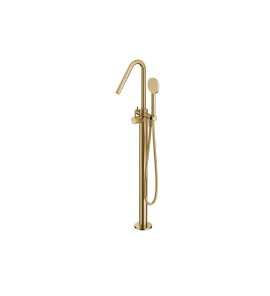 Hotbath Guy Row Bateria wannowa wolonostojąca ze słuchawką prysznicową i wężem prysznicowym Brushed Brass PVD GY177R.BBP